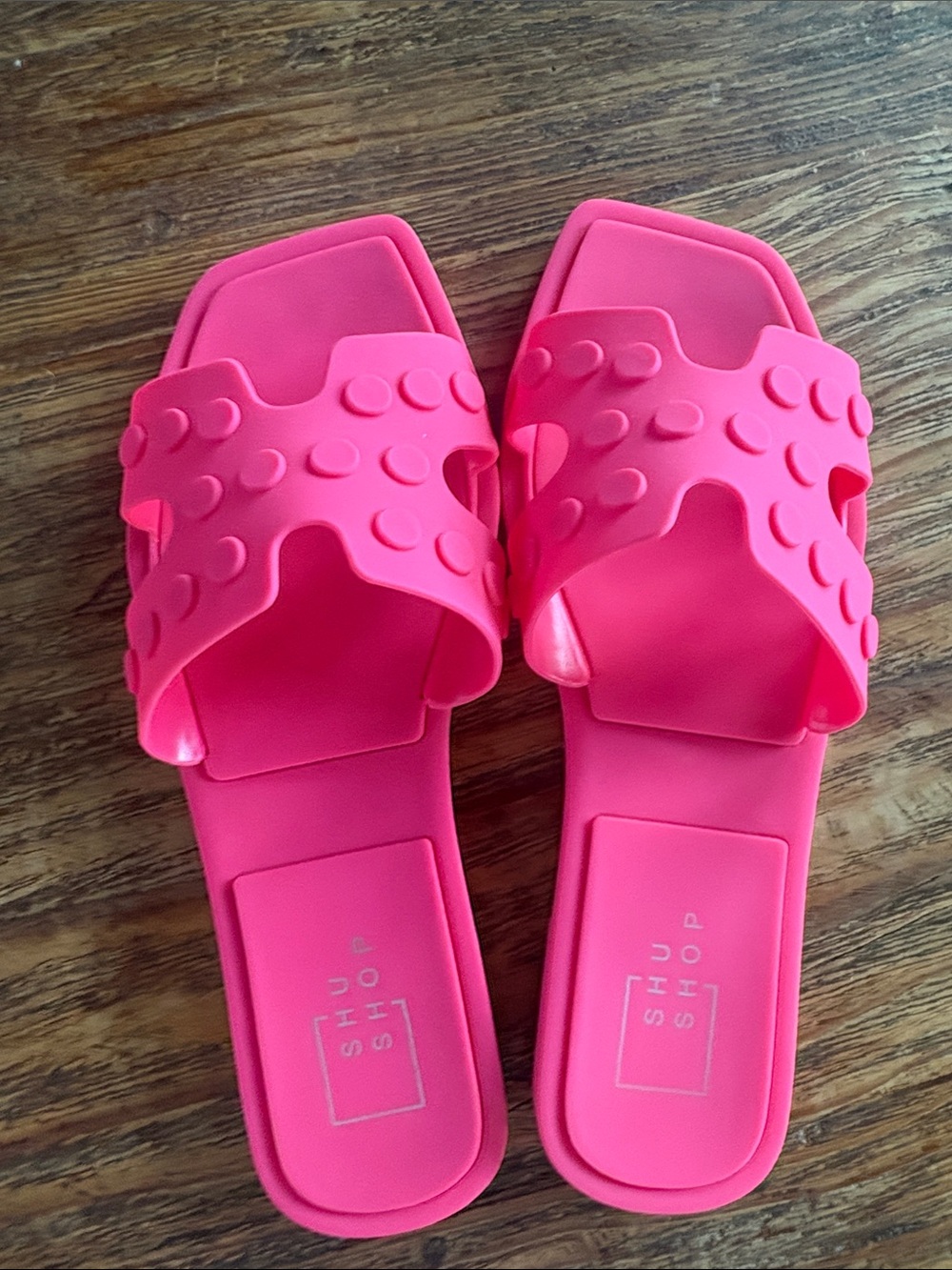 ShuShop Vibrant Hot Pink Textured Slide Sandals